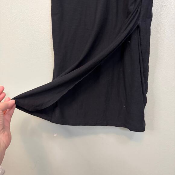 James Perse Revolve Mini Sheath Dress Womens 1 XS/S Black Tank Wide Strap Ruched - Picture 5 of 10